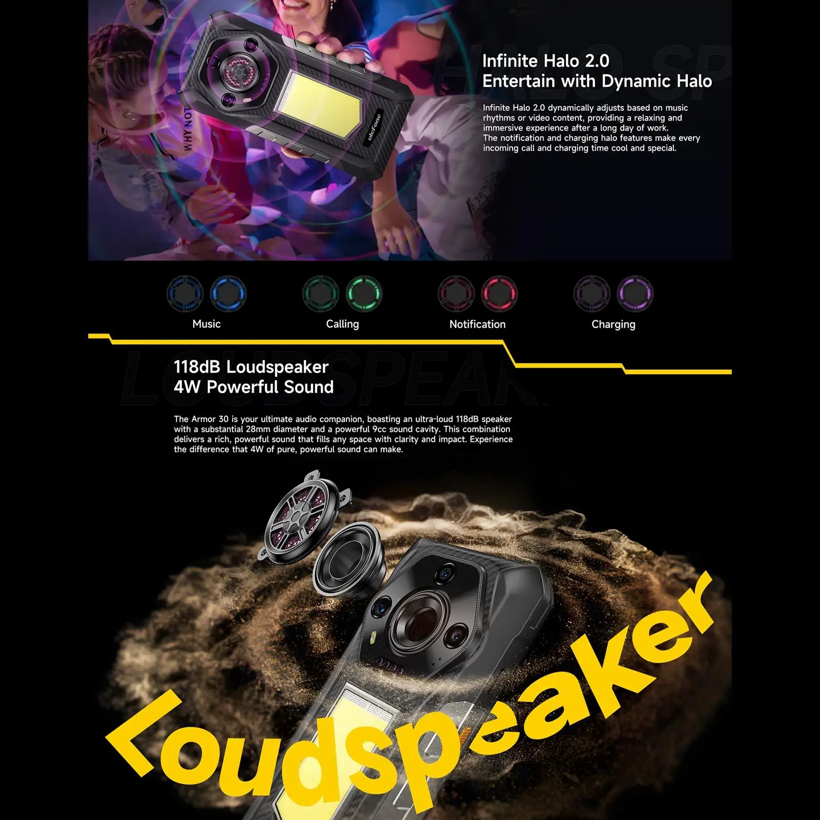 Ulefone Armor 30 Rugged Phone 24GB+512GB 6.95" FHD Versatile LED 12800mAh Android 15 64MP Camera 66W Global Version Smartphone