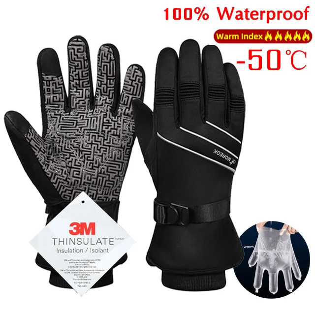 Guanti da sci da uomo guanti invernali impermeabili per mani calde  Snowboard guanti termici da moto in bicicletta sport addensare guanti da  neve - AliExpress