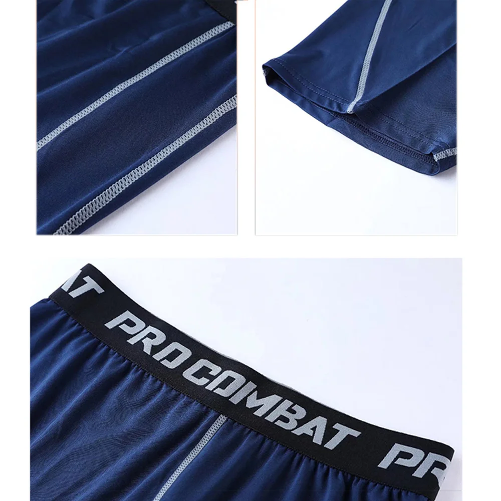 Men Run Marathon Compression Shorts Quick Dry Running Training Fitness Leggings Bodybuilding Tights Sports Men Gym Male