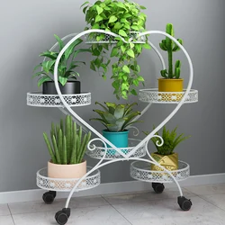 Support de plantes en fer en forme de cœur, moderne, simple, créatif, balcon, fleurs, type de sol, étagère de salon à plusieurs niveaux 