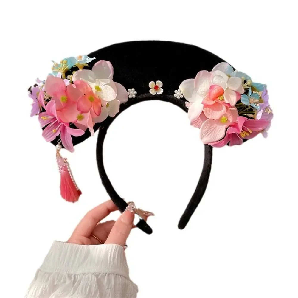 Tassel Chinese Style Headwear Pearl Flower Ancient Style Headband Royal Court Headwear Antique Headband Hanfu Hair Clip Cosplay