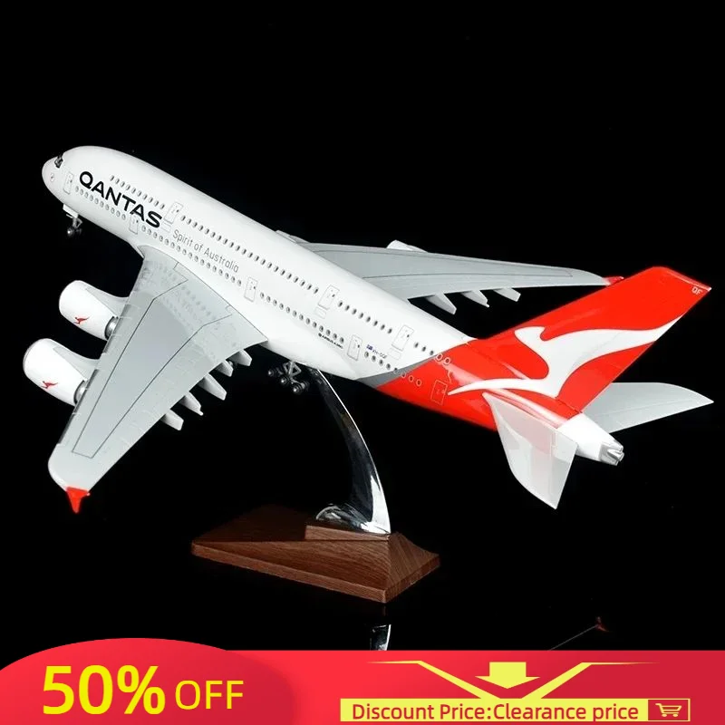 

Diecast Resin 1/160 Scale 46cm A380 Air Bus Passenger Aircraft Australia Airplane Model Qantas Airways with Cabin Lights Gift