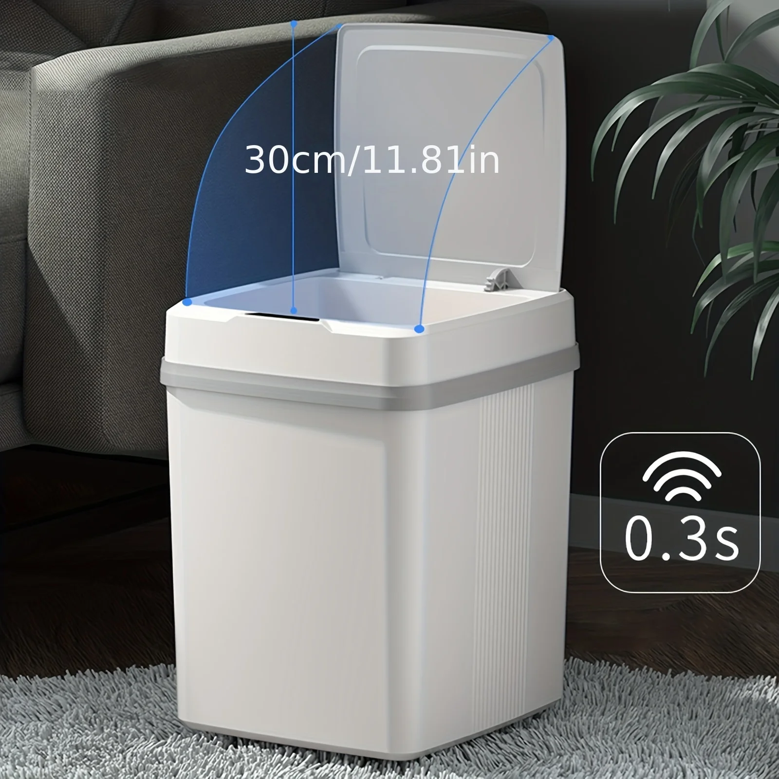 3.17 gallon-13LSmart Sensor Bin: Fully automatic multi-function electric touch storage bin for homes, kitchens and bathrooms