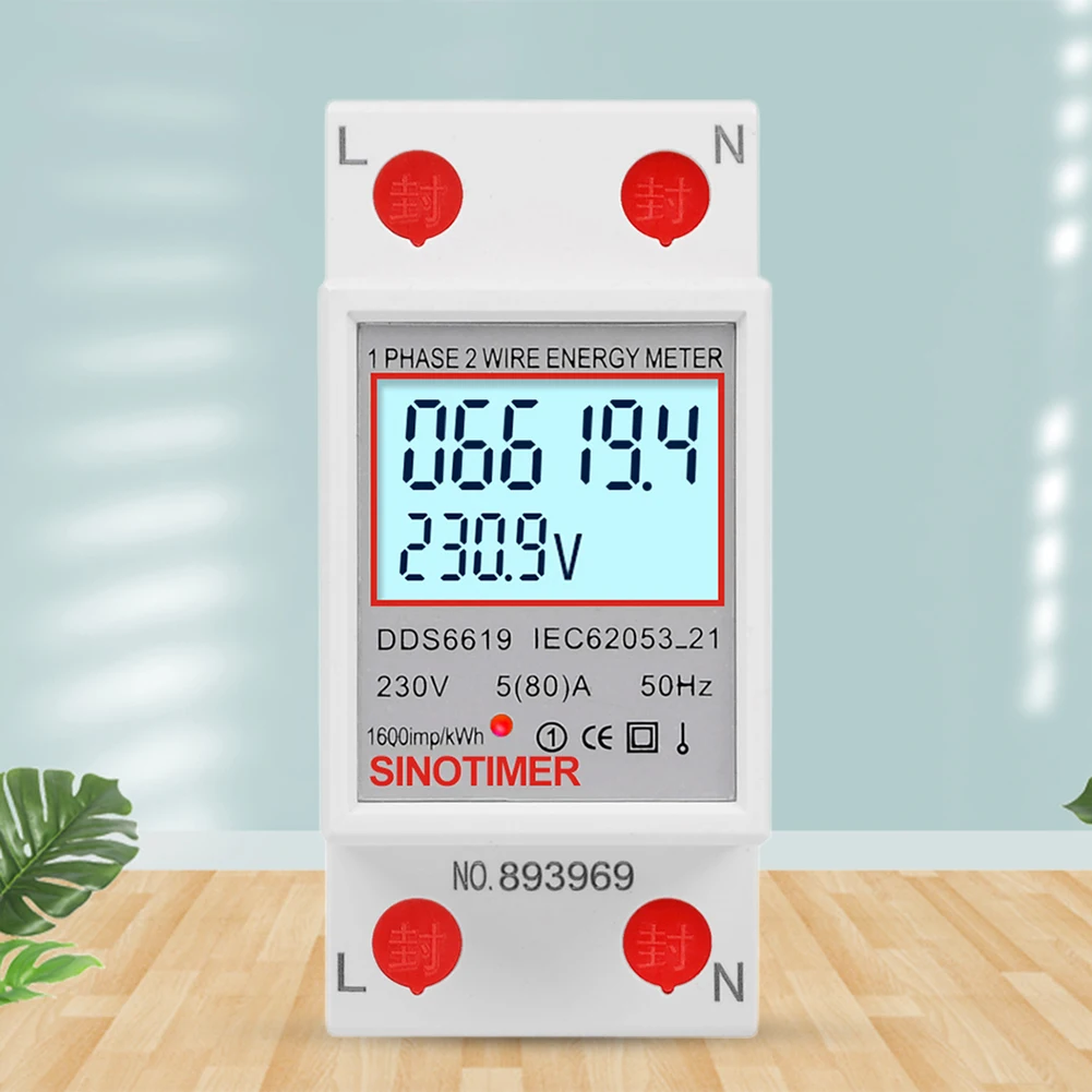 Digital Electricity Usage Monitor LCD Display 220V 230V Electric Energy Monitor Din Rail 50 60Hz Super Energy Saving for Indoor