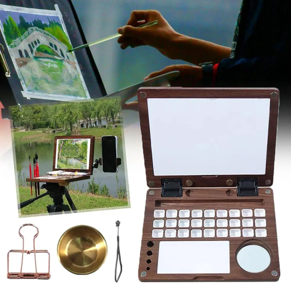 Color Palette Watercolor Foldable Strap Compatible Outdoor Portable Sketching Oil Painting Pigment Box