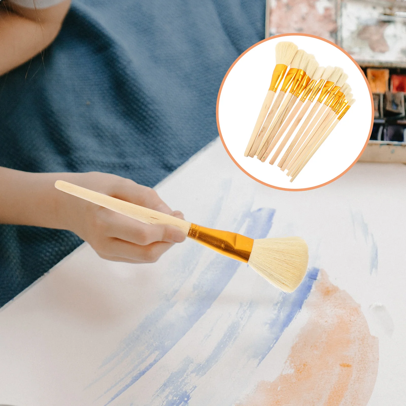 

12 шт. кисть для нанесения краски, ручка из масляной древесины для акварели, акрила, краски для начинающих