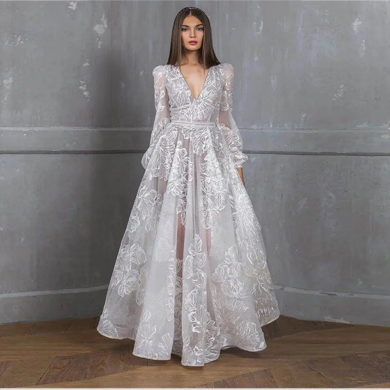 

Women's Beaded New Lace Embroidery Wedding Evening Banquet women dress elegantly sparkling magnetic attraction