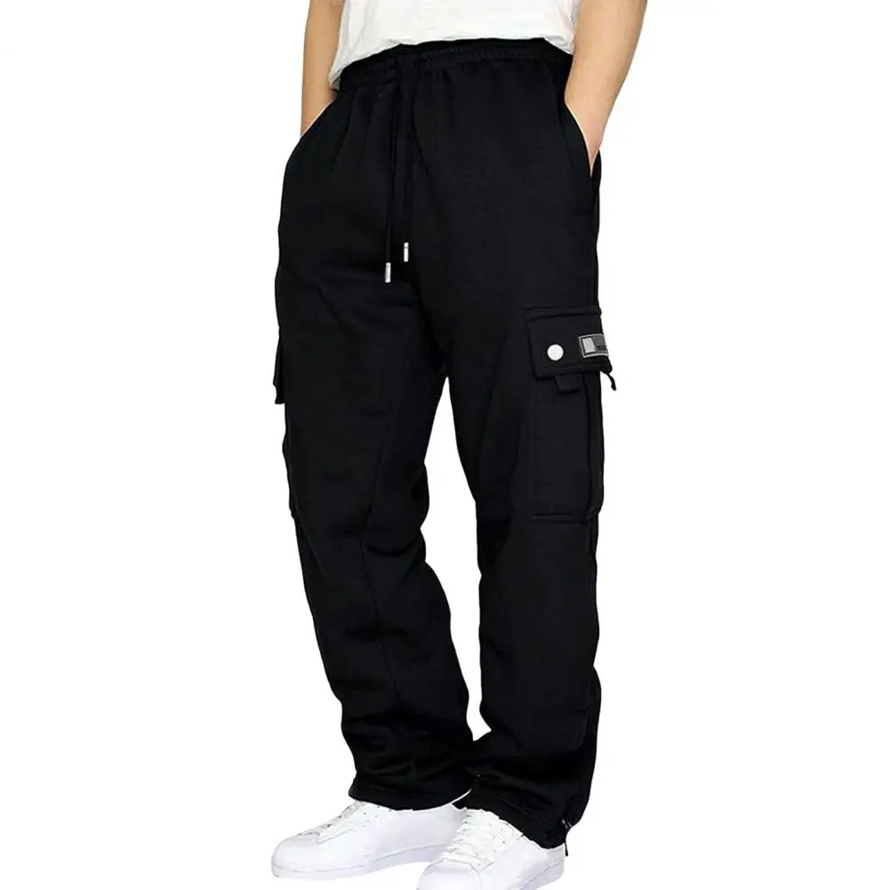 

Long Trousers Breathable Men's Sport Pants with Drawstring Waist for Gym Training Jogging Loose Fit Solid Color Trousers Elastic