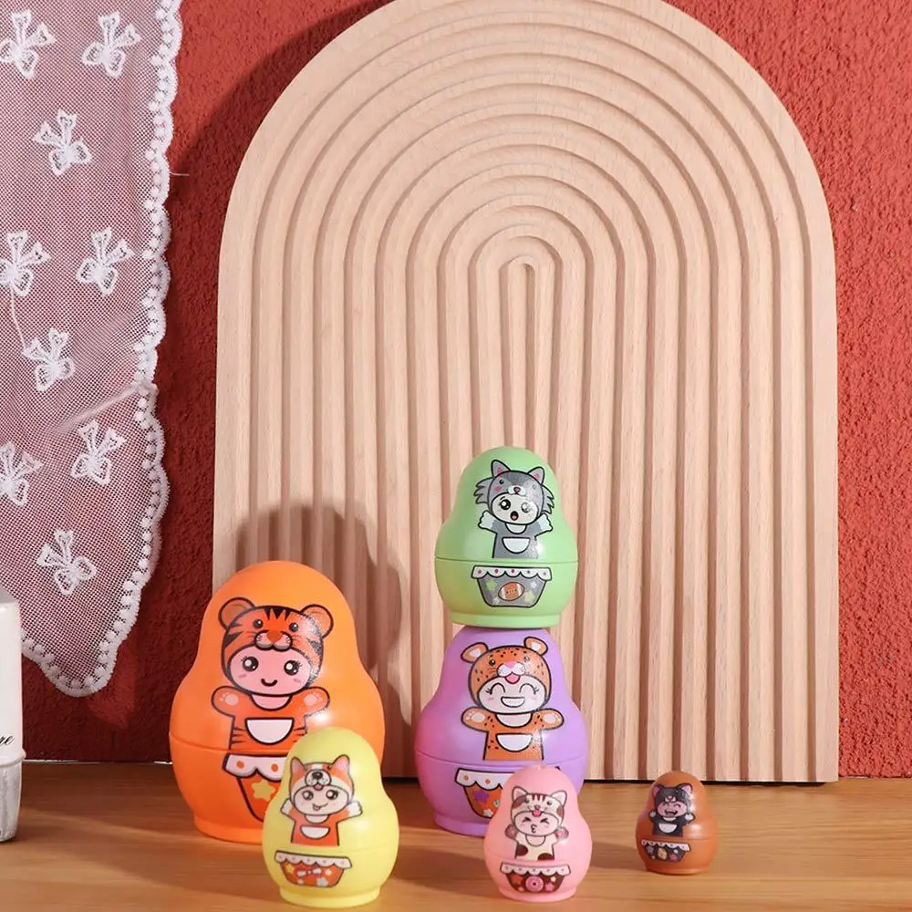 6 Layer Russian Nesting Hand Paint 8 Layer Matryoshka Figurines Collection Handmade Stacking Toddlers
