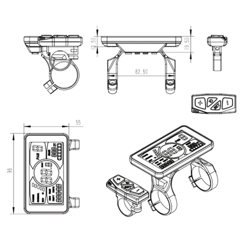 

24 В 36 В 48 В ЖК-дисплей Панель 4-дюймовый большой экран с водонепроницаемым разъемом Дисплей для электрического скутера Экран