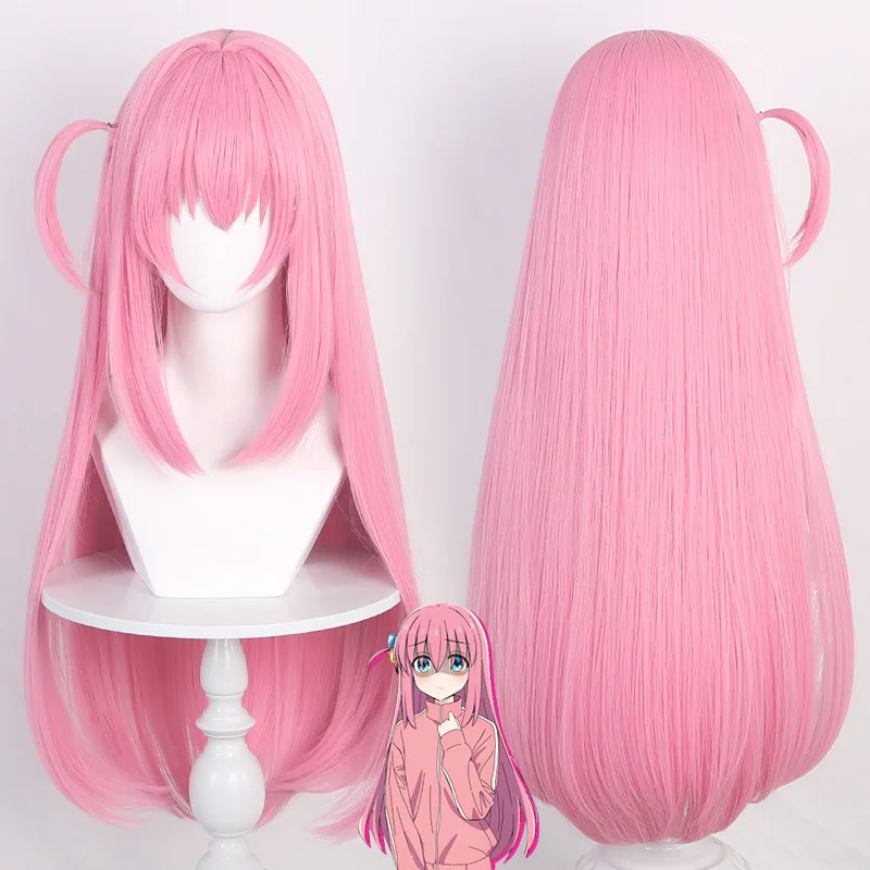Bocchi the Rock: Hitori Gotoh | Pink Long Straight Synthetic Wig Cosplay 16 Bocchi the Rock Hitori Gotoh Pink Wig Cosplay
