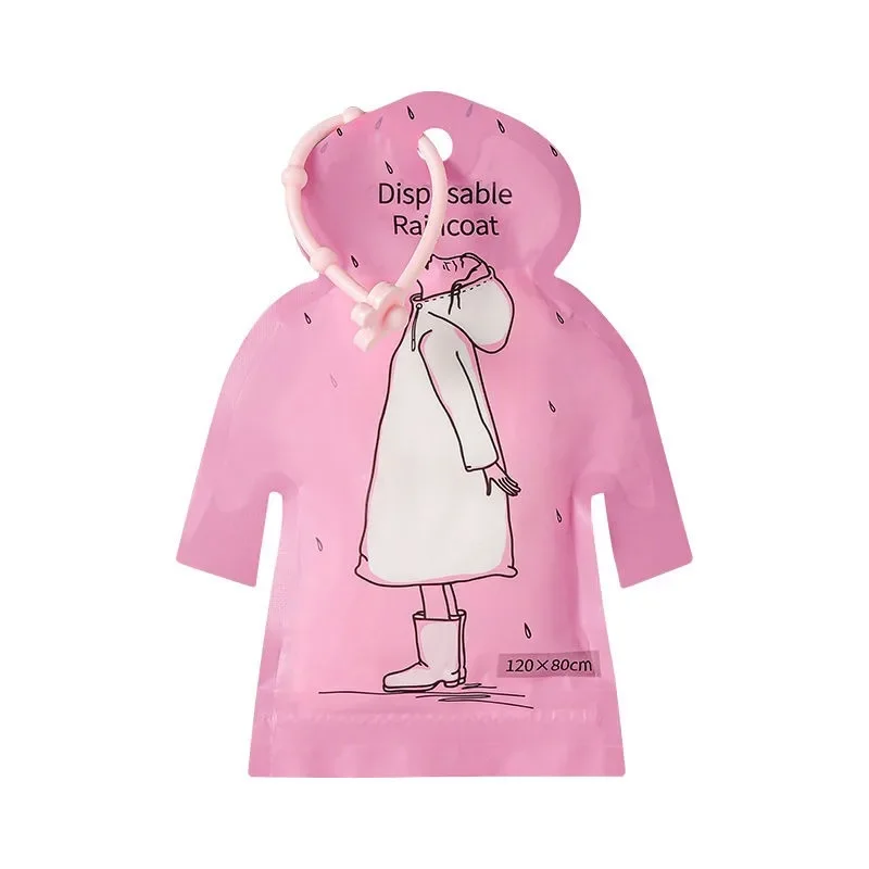 1pcs Disposable Cartoon Card Raincoat for Adults and Children Portable Pocket Raincoat for Outdoor Travel