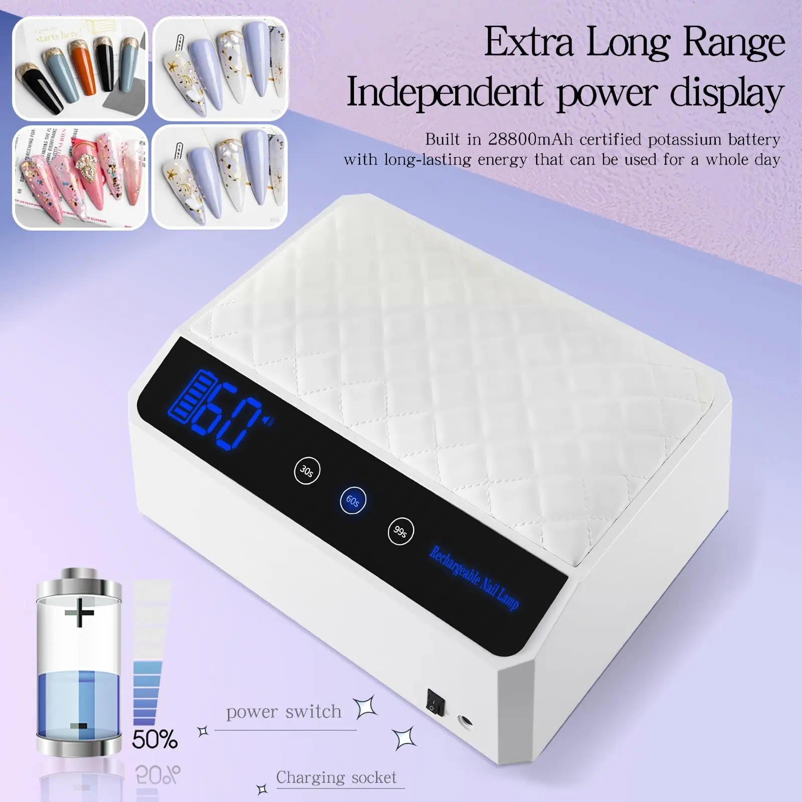 69 LEDs UV Nail Lamp Rechargeable Cordless Nail Dryer with 178W Professional UV Light Cabin for Nails Manicure Lamp Nail Art 3