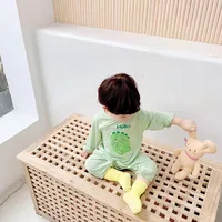 2023 Korean INS Baby Long Sleeved Jumpsuit Modal Boy Clothes Girls Home Wear Spring Summer Romper Crawling Pajamas Costume 6