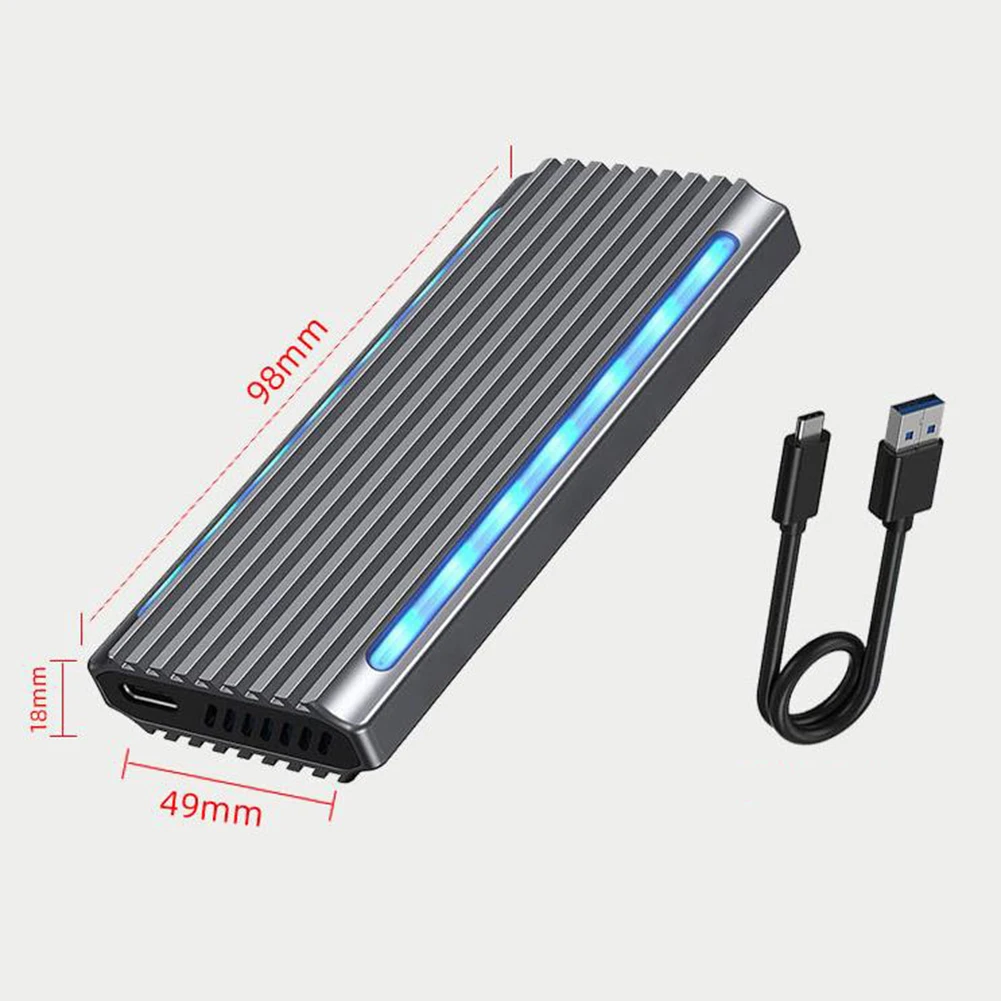 Aluminum Alloy RGB M.2 SSD Case NVME SATA Dual Protocol M.2 to USB Type C 3.1 SSD Adapter for NVME PCIE NGFF SATA M2 Box