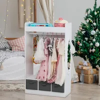 Large Dress up Storage w/Mirror, Kids Costume Organizer, Portable Closets with Non-Woven Drawers,Kids Costume Close Open Storage 1