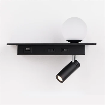 모던한 Led 독서 벽 램프, 침실용 스포트라이트, 침대 옆 호텔 스콘스 조명기구, Usb 충전, 북유럽 데코, 무료 배송