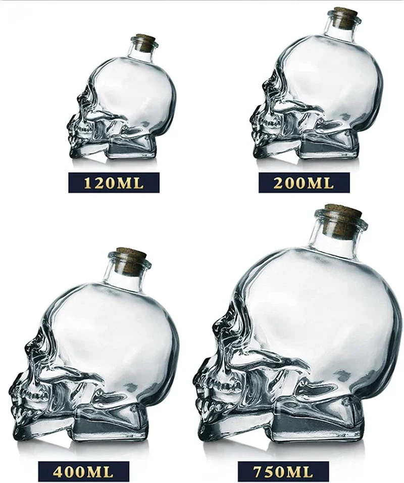 Skull Mason Jar for Vodka Skull Decanter Lead-Free Glass Crystal 3D Bottle with Cork Stopper whiskey decanter set wine aerator decanter