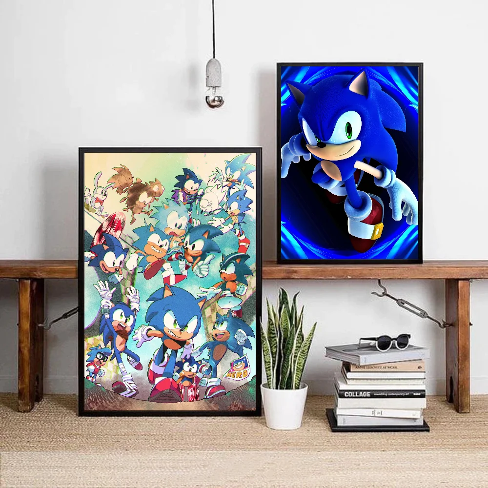 Description Picture 3 of itemClassic Anime Video Games Sonics Cartoon Poster Stickers Art Wall Murals Decor Game Room Decor Gifts HD Painting