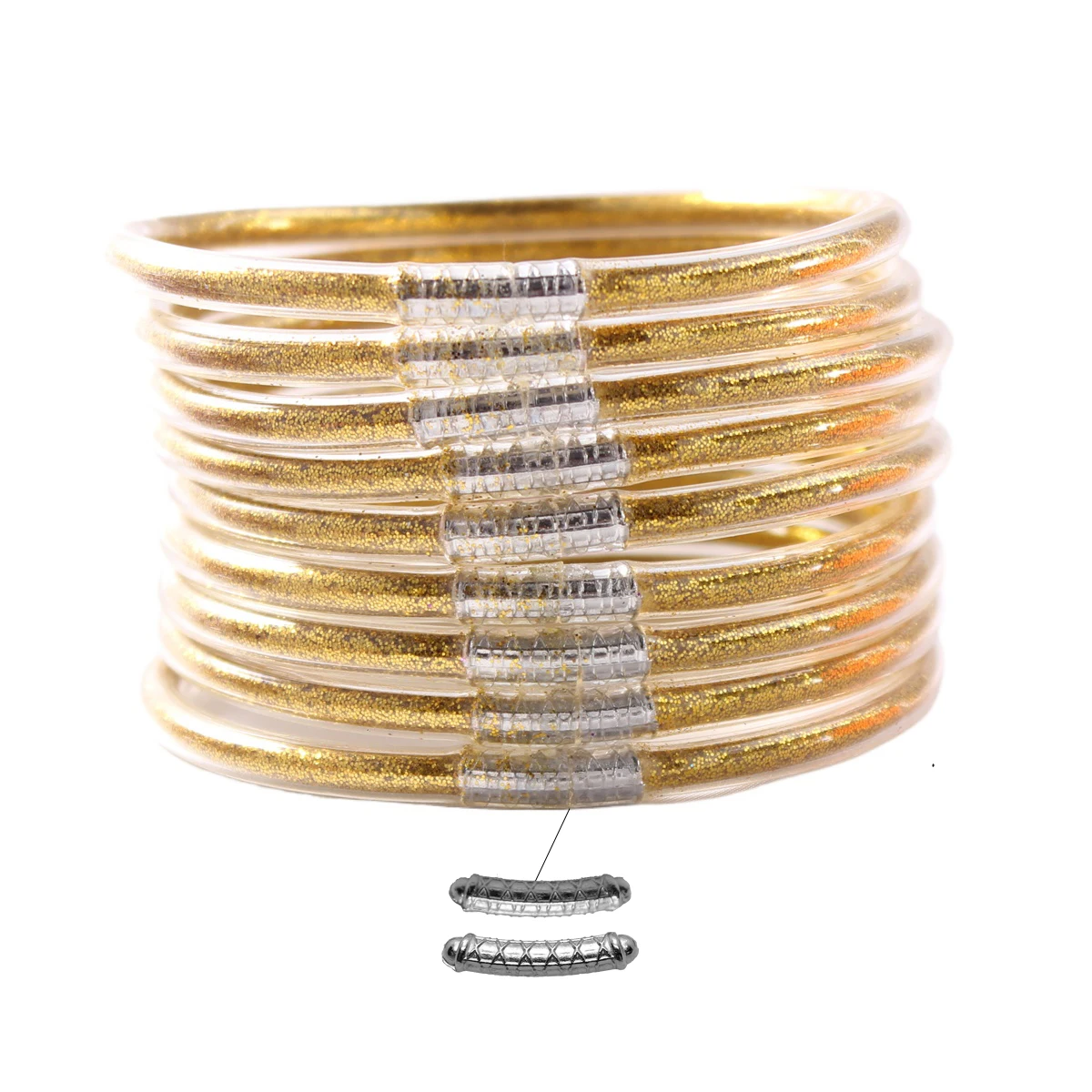 3 pezzi/set braccialetti in gelatina glterata