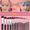 Body Pinting Brushes Face Body Art Paint Professional Paint Brushes Set With Storage Bag Wooden Handle Nylon Oil Painting Brush 4