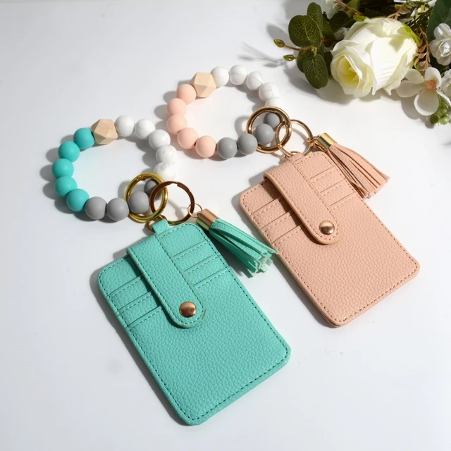 Wristlet Credit Card Holder ID Case Keychain for Car Keys with