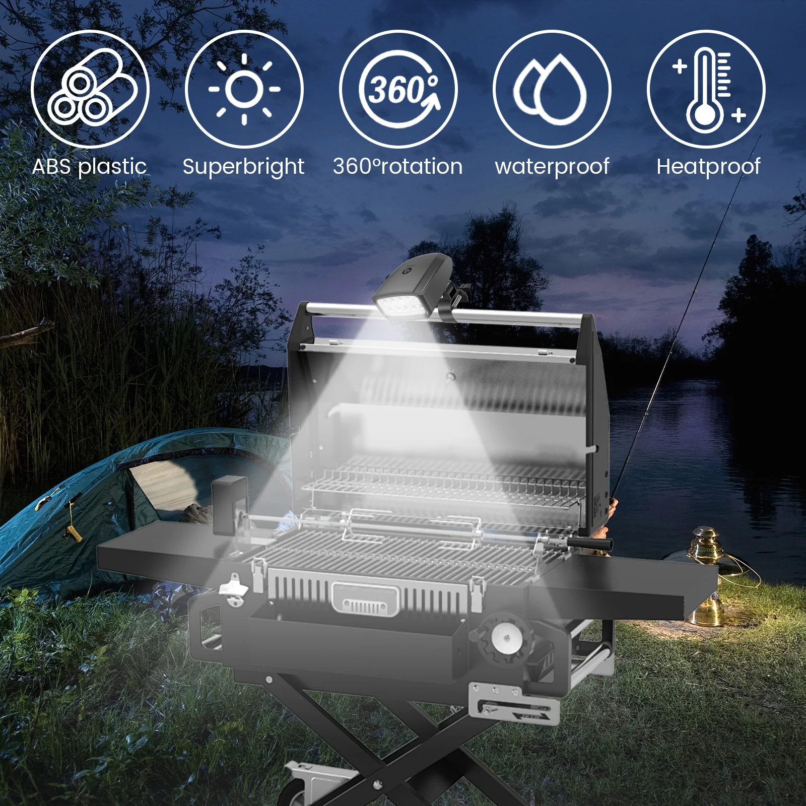 Grill Light with 10 Light Beads High Brightness BBQ Heat Resistant LED Grill Practical BBQ for Outdoor
