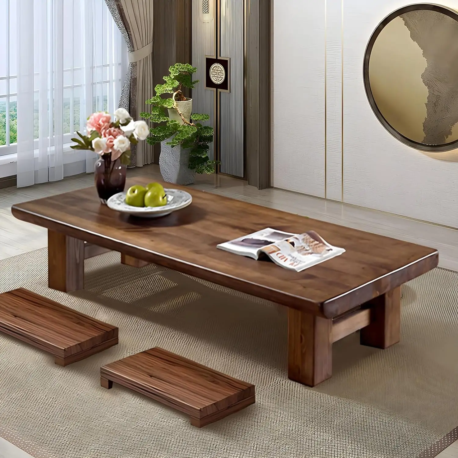 

Japanese Coffee Table Floor Table for Sitting On The Floor, Floor Dining Table Modern Large Coffee Tables for Dining Room,tea