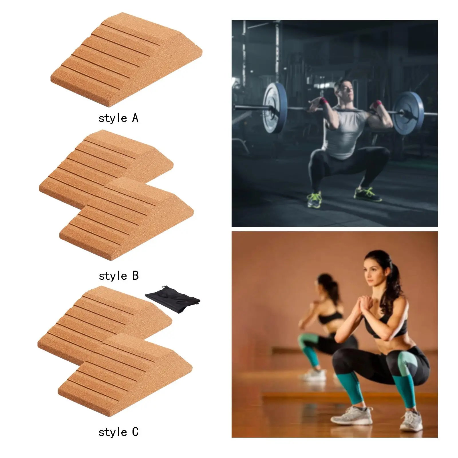 Cork Squat Wedge Block Trainer Lightweight Durable Platform Yoga Brick for Pilates Stretching Calf Raise Home Exercise