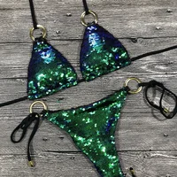 Solid Bikini Sexy Swimsuit Halter Swimwear Bathing Suit Women Bling Sequin Bikini Set Beach Wear Dropshipping Monokini Glitter 2