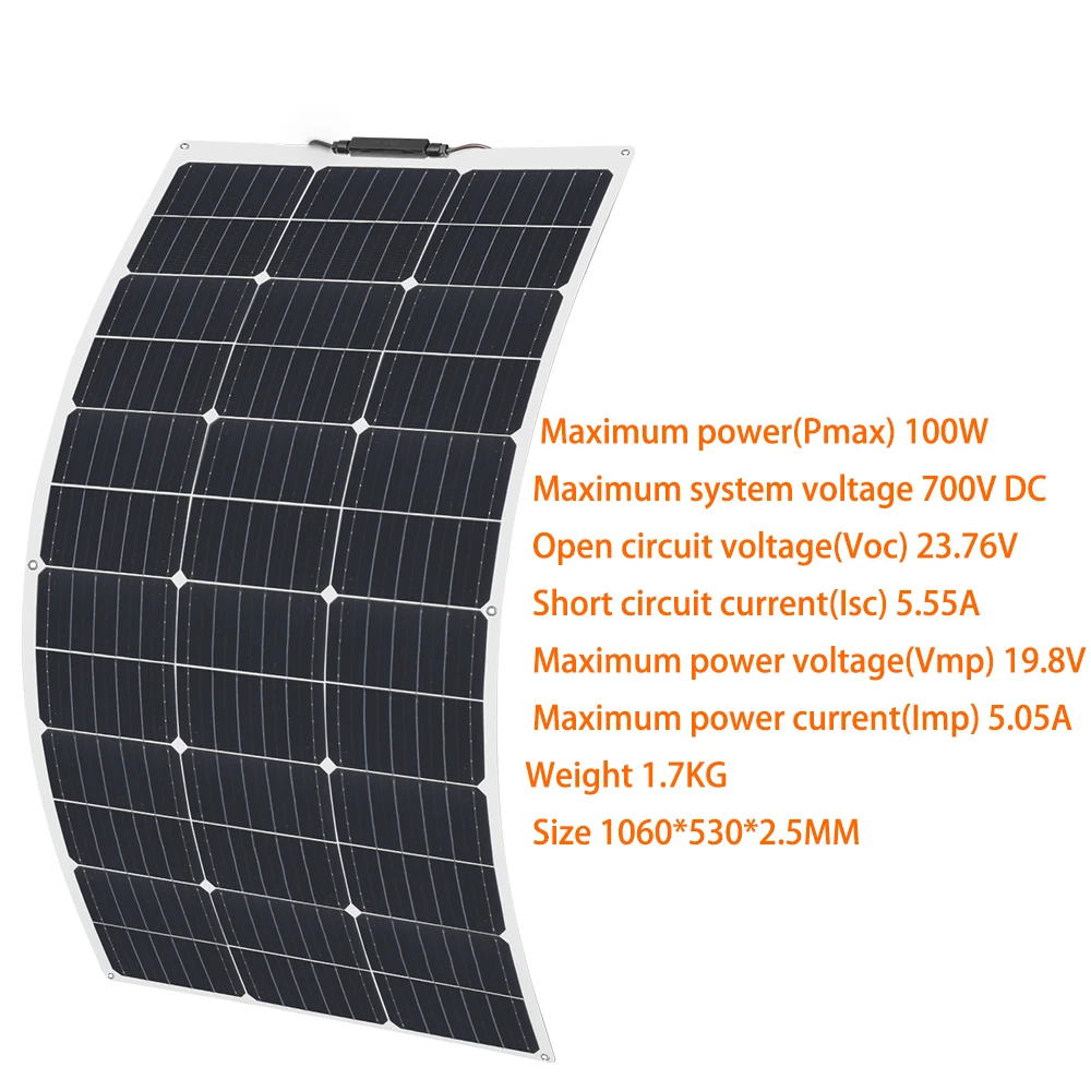 XINPUGUANG 18V 100W 150W 200W 300W 400W elastyczne zestawy paneli słonecznych do samochodu/domu/kempingu wodoodporna bateria Mono ładowanie solarne Flexible Solar Panel Sets