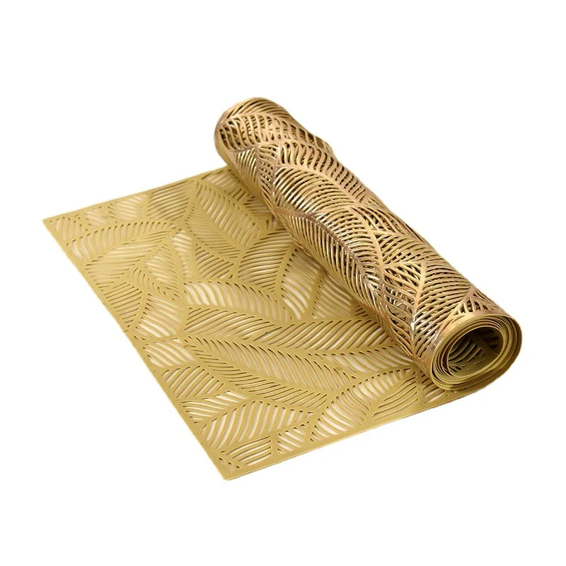 Decorative PVC Table Flags with Hollowed out Leaves American Sle Gold Stam Heat Resistant  Color Tabletop Accories