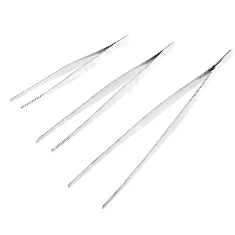 Tweezer Tool Stainless Steel 430 Anti-iodine Medical Tweezers Long Straight Forceps 12.5cm-30cm Straight Head Elbow Thicken DIY