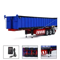 NEW Metal 1/14 3 Axles RC Hydraulic Dump Trailer Electric Awning Legs Semi Trailer Lights for RadioTractor Truck Car Toys Model 1