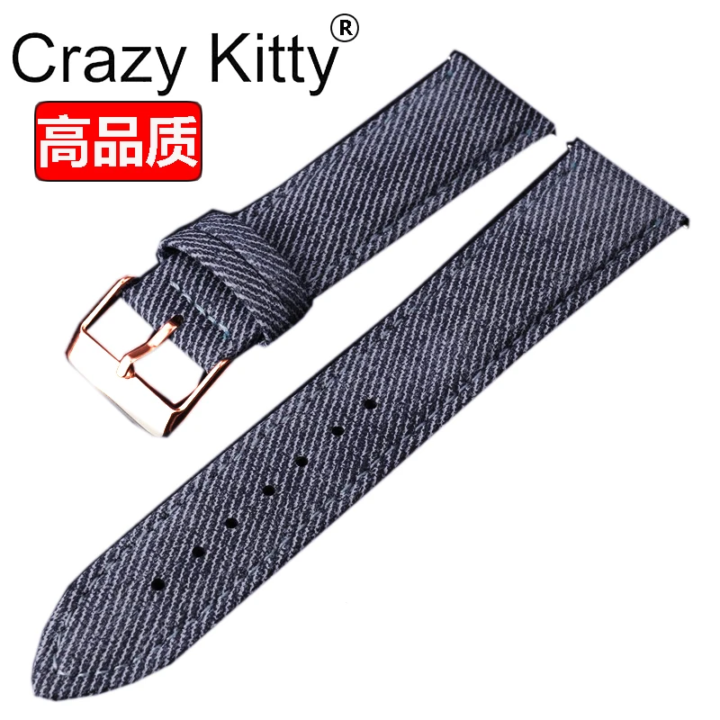 Genuine Leather Cowboy-Style Quick Release Watch Strap - Fabric Accent