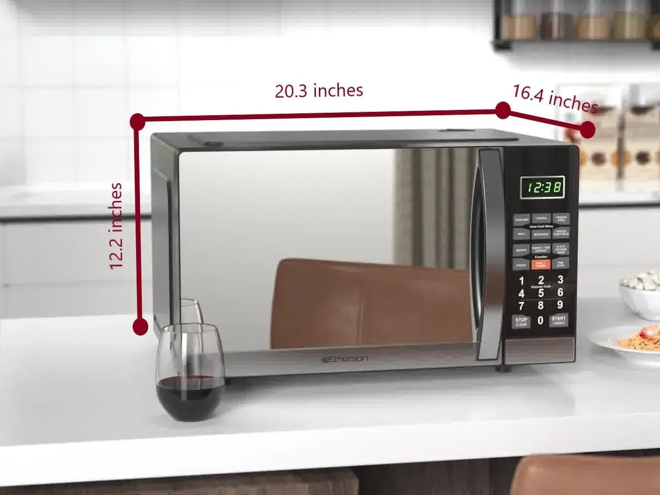 MWG1191SB Countertop Microwave Oven with 1100W Grill Function, Sleek Mirrored Finish 10 Power Levels, 6 Auto Menus, Glass Turnta 3