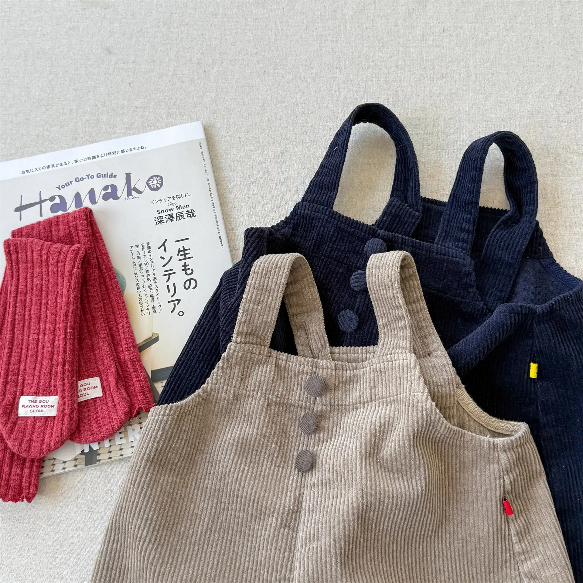 Corduroy Kids Overalls Suspender Pants for Girls and Boys