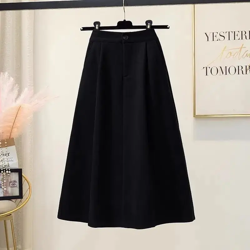 

Women's Autumn Winter New Fashion Elegant Solid Color High Waist Versatile Western Commuting Comfortable Youth Popular Y2K Skirt