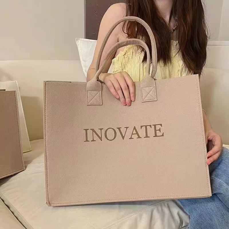 하이 퀄리티 대용량 토트 펠트 백, 여행 쇼핑 포장용 DIY 로고, 재활용 가능, 도매 및 로트 맞춤, 500pcs