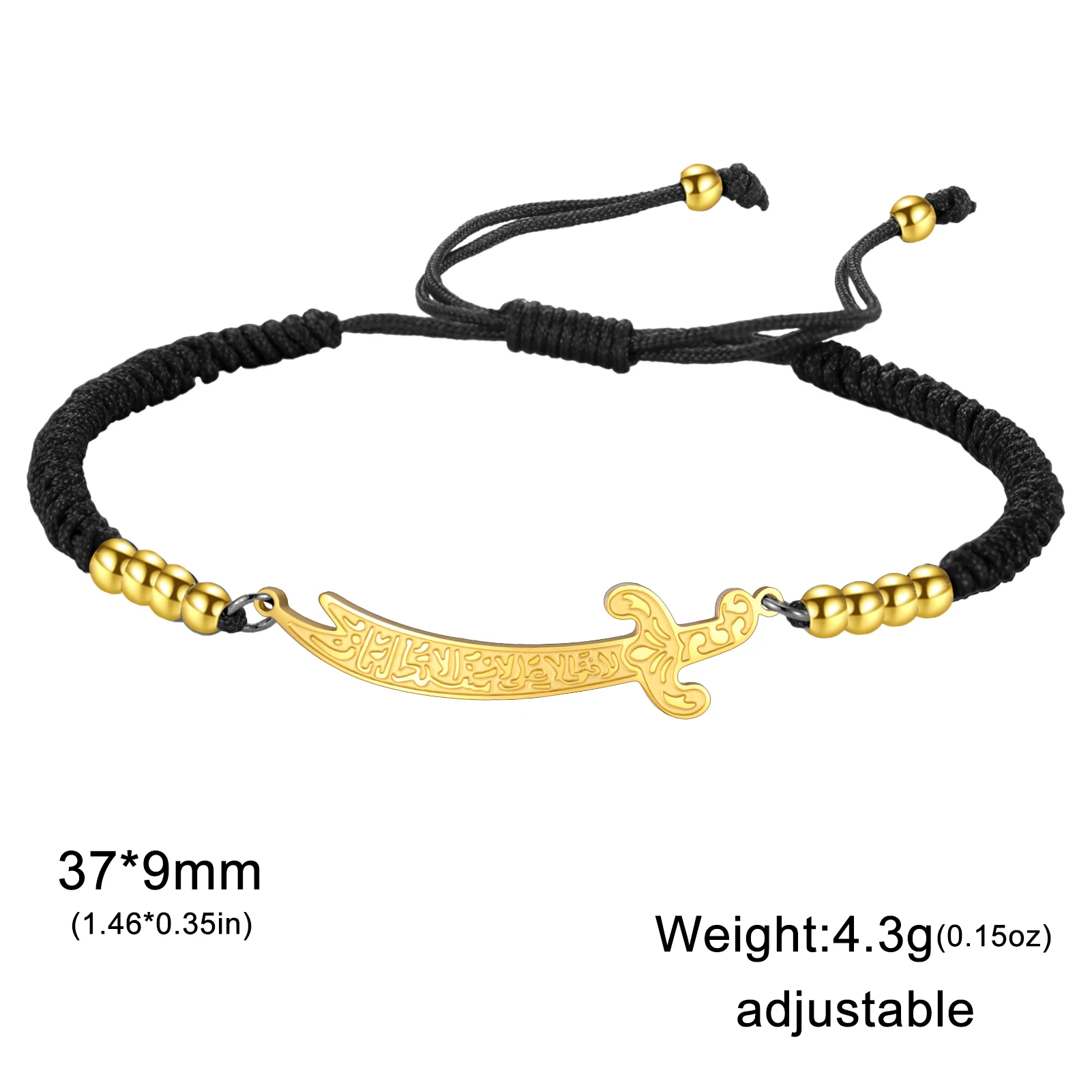 Kkjoy Edelstahl Gold Farbe Charms Armbänder für Frauen Männer Imam Ali Schwert Armband Islamischen Arabischen Muslimischen Schmuck Großhandel – Detail 12