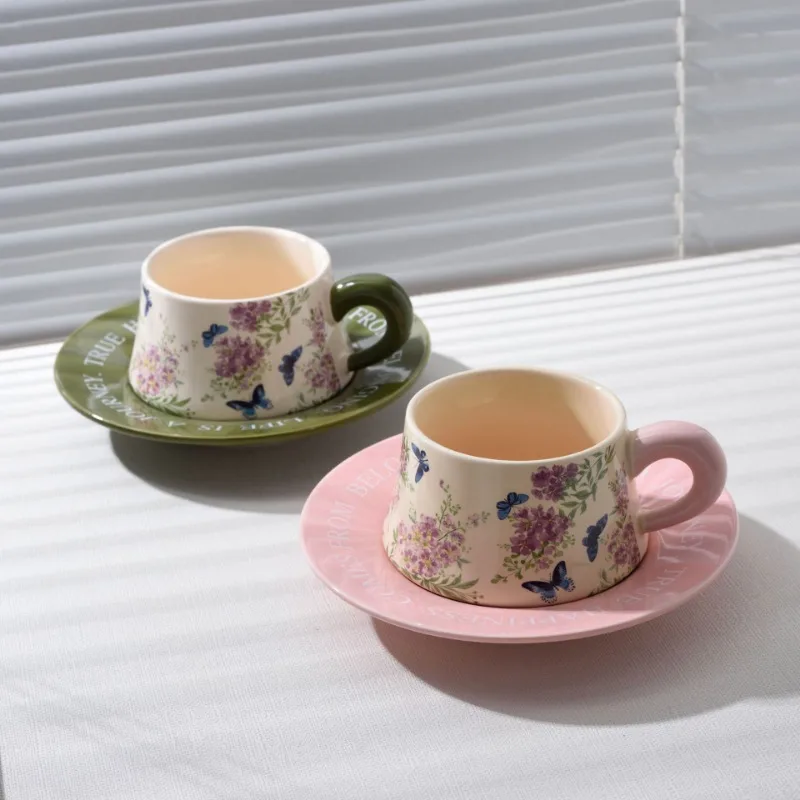 Purple Wisteria Coffee Cups Plates Antique Design Coffee Shop Wedding Gifts Gifting Souvenirs Gifts for People Exquisite Set