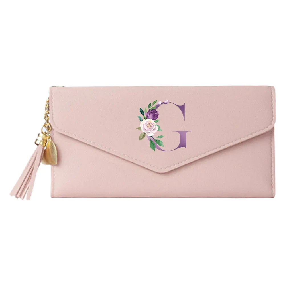 Elegant Purple Letter Print PU Leather Ladies Wallet