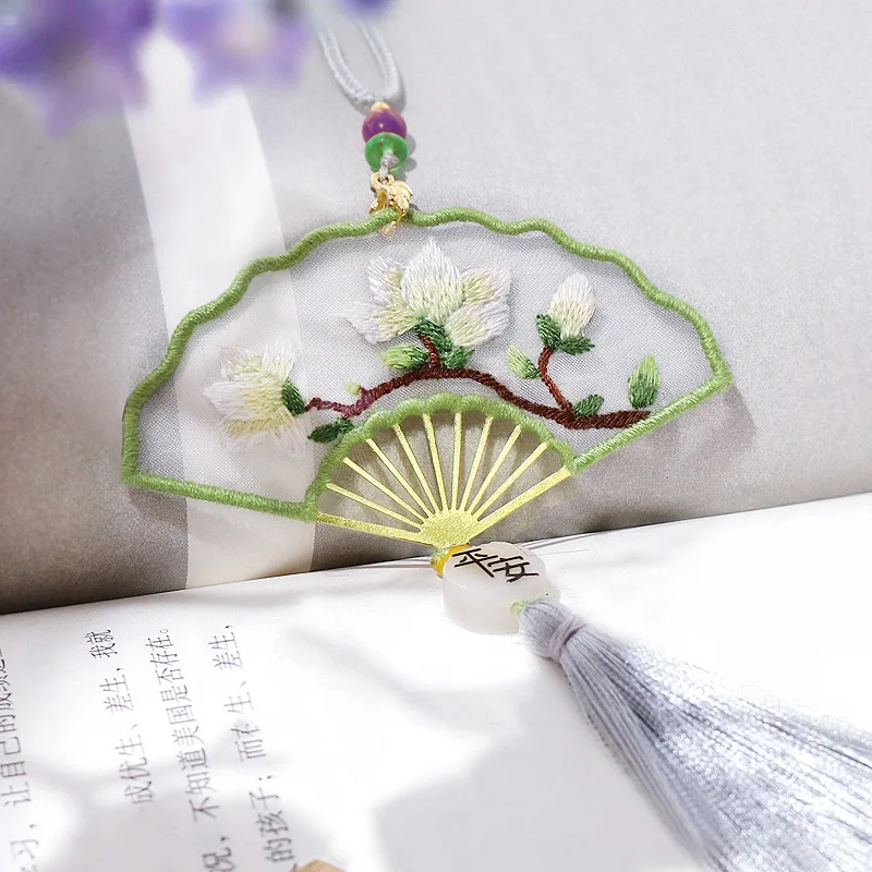 Bookmarks Cross Stitch Tassel Fan Diy Embroidery Needle Minder Kit Threads for Knitting Fabric Needlework Decor Pendant Jewelry embroidery kit