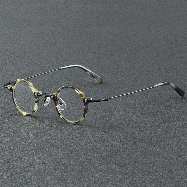 Vintage Punk Small Frame Round Handmade Women Men Optical Glasses Acetate Spectacle Frame Male Transparent Lens