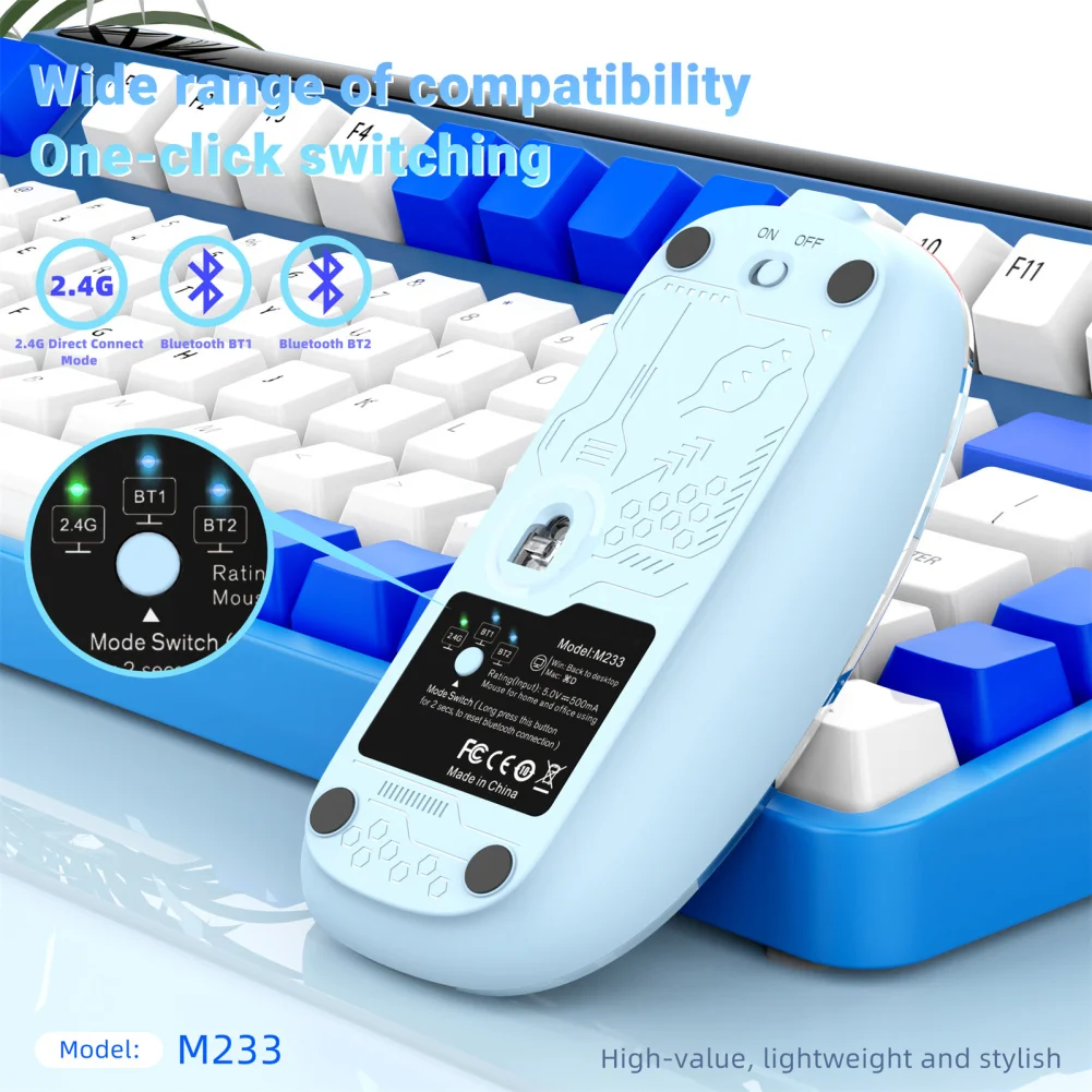 USB 리시버 내장 무선 컴퓨터 마우스, 충전식 데스크탑 마우스, 500mAh 리튬 배터리, 1600DPI, M233
