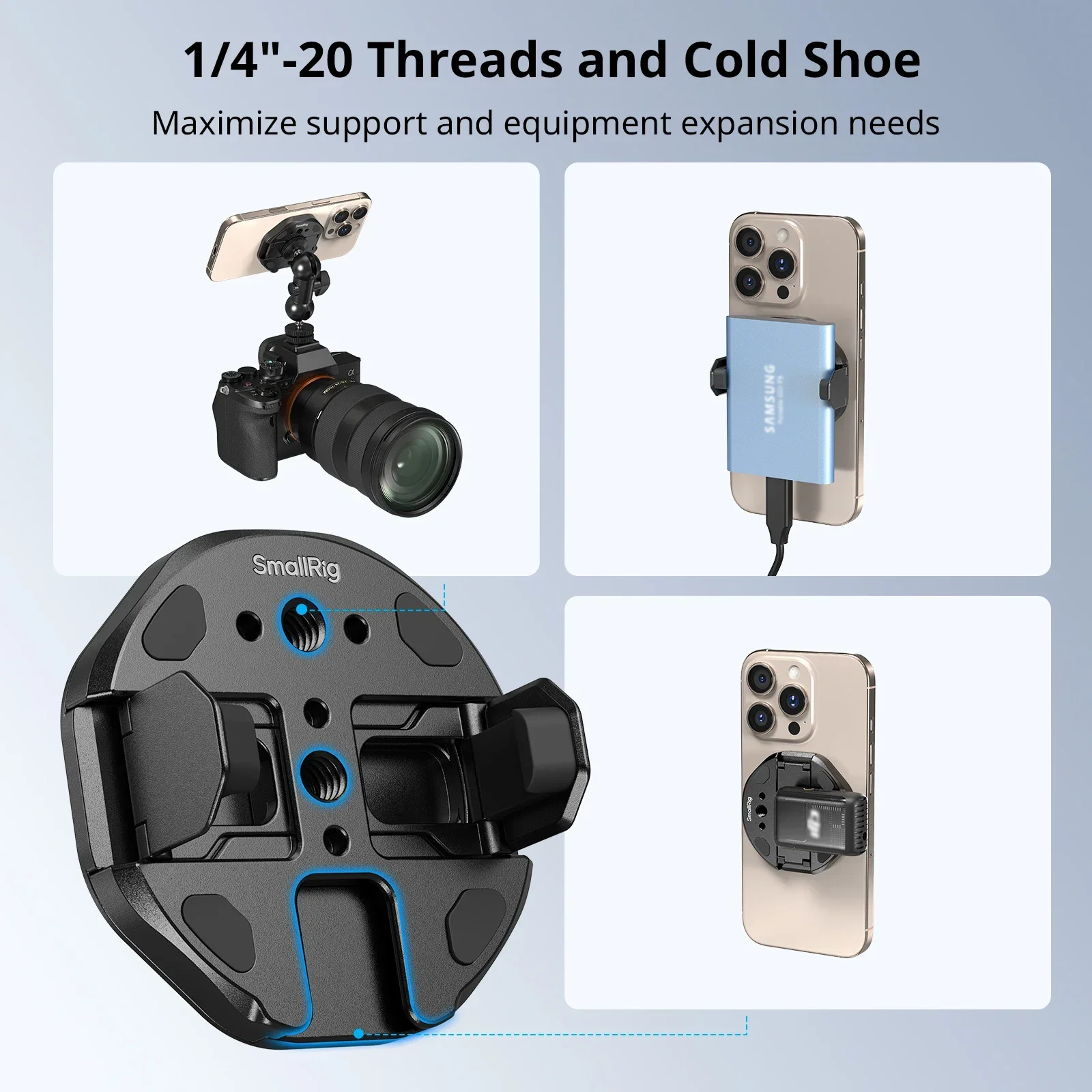 SmallRig Magnetic SSD Holder for MagSafe, Attachable Phone Clamp for External SS