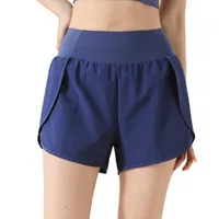 Fashion Anti-glare Lining 2 in 1 Yoga Shorts Side Pockets Hem Elastic Sports Shorts Breathable Quick Dry Fitness Shorts Yoga
