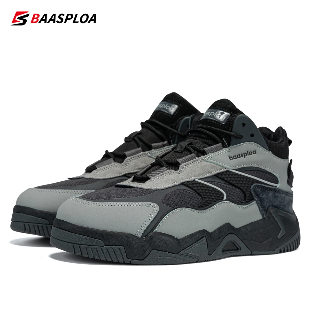 Baasploa Winter Men Leather Sneakers Casual Fashion Waterproof Sport Shoes For Man Plush Warm Male Sneakers Non-Slip Outdoor