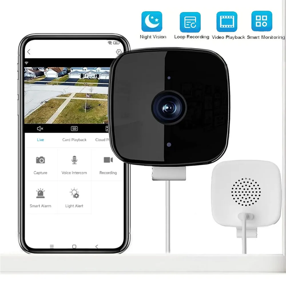 1080P Window Camera Replaces Outdoor Cameras 2.4GHz WiFi Full-Color Night Vision 2-Way Audio Thru Window for Home Security 1