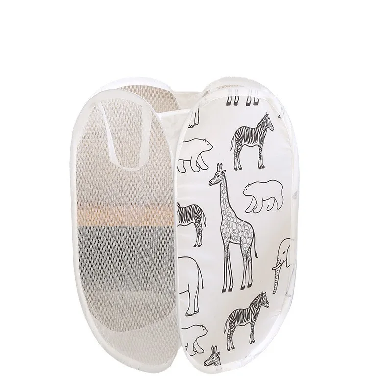 Cartoon Foldable Dirty Clothes Basket 2pcs Three Sided Grid Children's Toy Storage Basket Baby Toy Storage